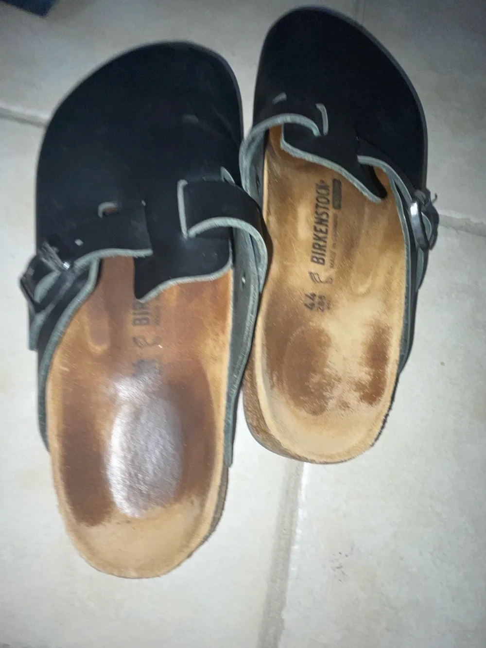 Birkenstock Boston Crosstown Clogs Black Leather Size 11 EU 44 Slip Resistant
